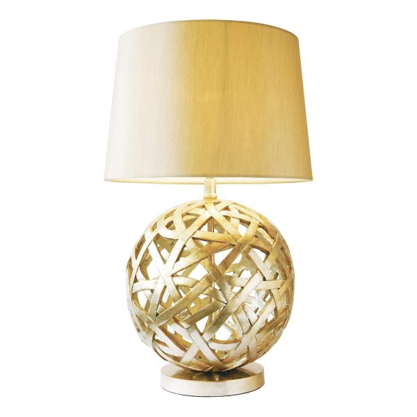 Dar Balthazar globe table lamp in antique gold with shade main image