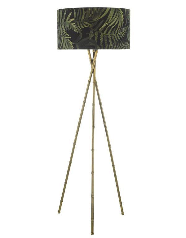 Dar Bamboo 1 light floor lamp tripod base only antique brass main image