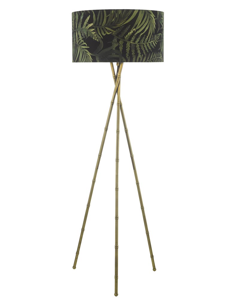 Dar Bamboo 1 Light Floor Lamp Tripod Base Only Antique Brass Finish