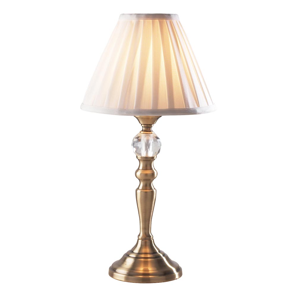 Dar Beau 1 Light Touch Dimming Table Lamp Antique Brass White Shade