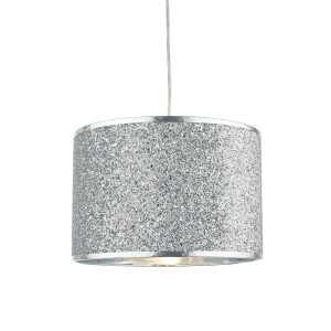 Dar Bistro easy fit 30cm drum silver glitter drum ceiling lamp shade main image