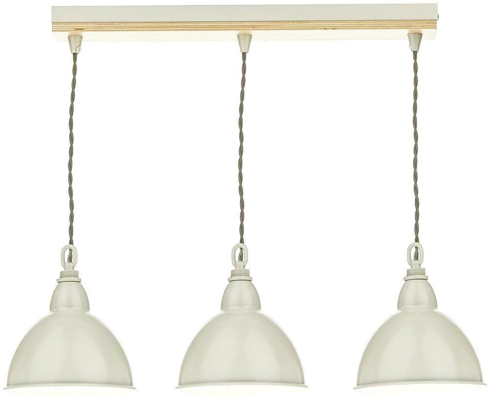 Dar Blyton 3 Light Ceiling Pendant Bar Cream Painted Shades