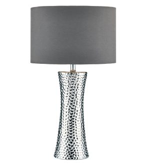 Dar Bokara tall table lamp hammered silver grey shade main image