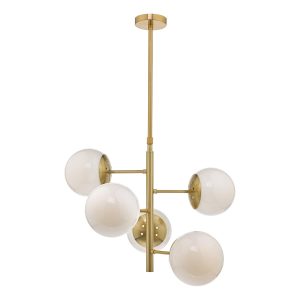 Bombazine telescopic 5 light pendant in natural solid brass main image