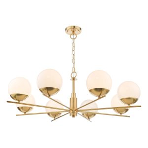 Dar Bombazine 8 light chandelier in natural solid brass