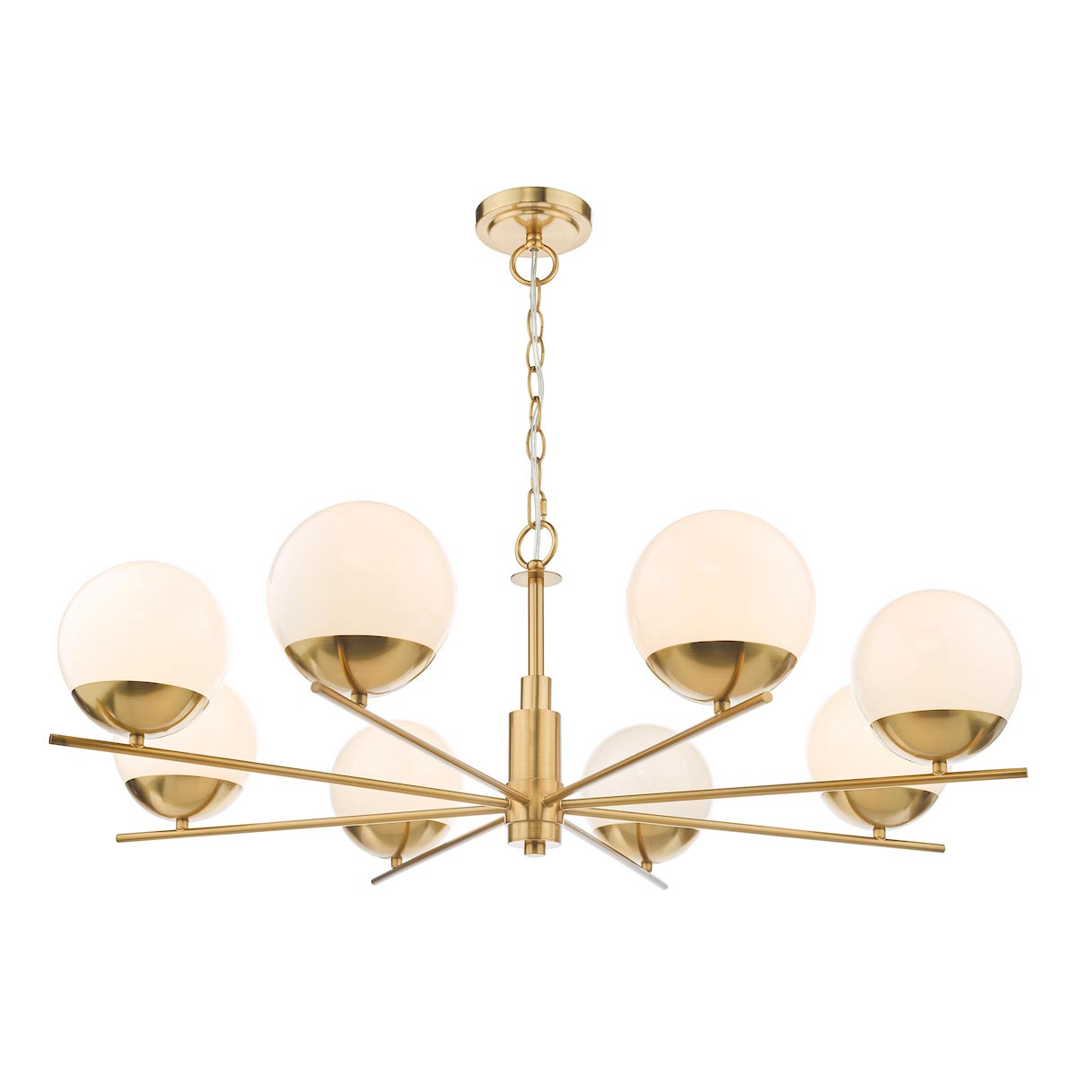 Dar Bombazine 8 Light Chandelier Natural Solid Brass