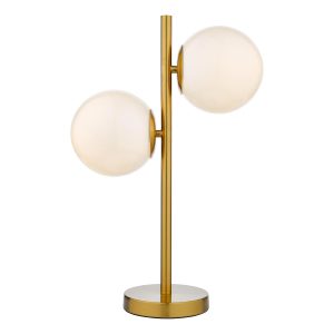 Dar Bombazine 2 light table lamp in natural finish solid brass main image