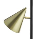 Dar Branco 3 Light Floor Lamp Matt Black Satin Brass Cone Shades