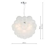 Dar Bubbles Modern 6 Light Pendant Polished Chrome Frosted Glass