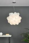 Dar Bubbles Modern 6 Light Pendant Polished Chrome Frosted Glass