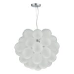 Dar Bubbles Modern 6 Light Pendant Polished Chrome Frosted Glass