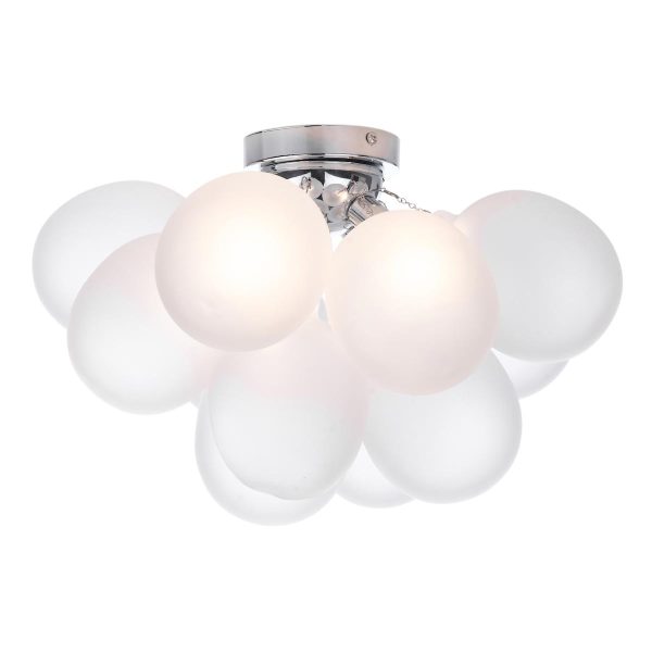 Dar Bubbles modern 4 lamp flush low ceiling light in polished chrome main image