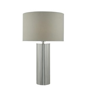 Cassandra modern 1 light column table lamp in chrome with grey shade main image