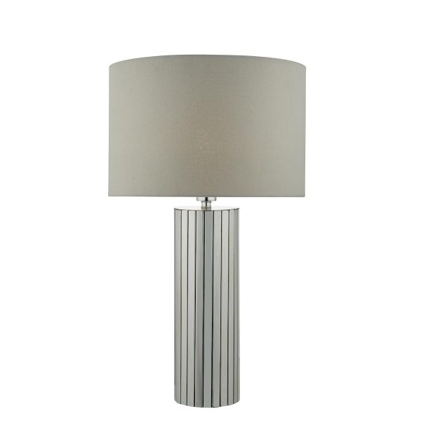 Cassandra modern 1 light column table lamp in chrome with grey shade main image