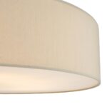 Dar Cierro Modern Large 6 Lamp Flush Low Ceiling Light Taupe Fabric
