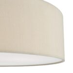 Dar Cierro Modern Medium 4 Lamp Flush Low Ceiling Light Taupe Fabric