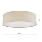 Dar Cierro Modern Medium 4 Lamp Flush Low Ceiling Light Taupe Fabric