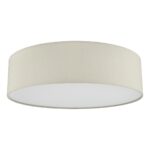 Dar Cierro Modern Medium 4 Lamp Flush Low Ceiling Light Taupe Fabric