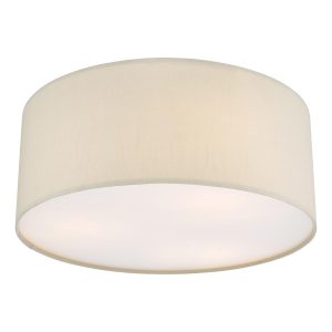 Cierro small flush low ceiling light with taupe fabric surround main image