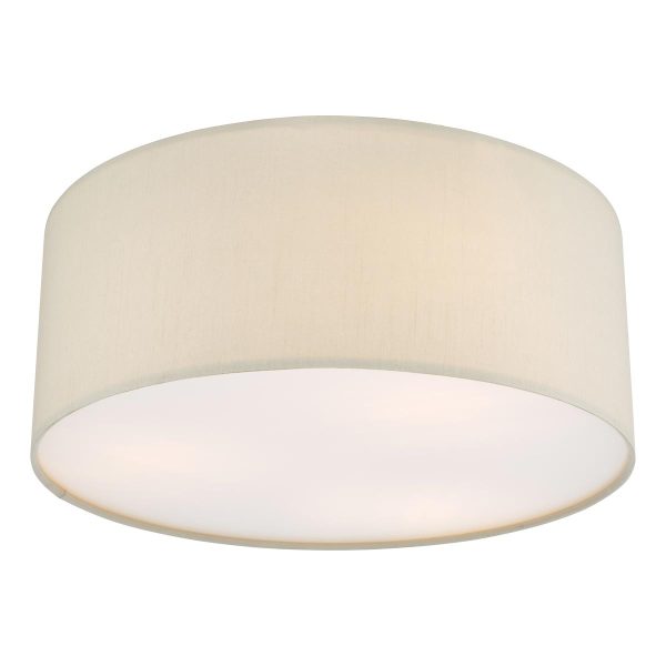 Cierro small flush low ceiling light with taupe fabric surround main image