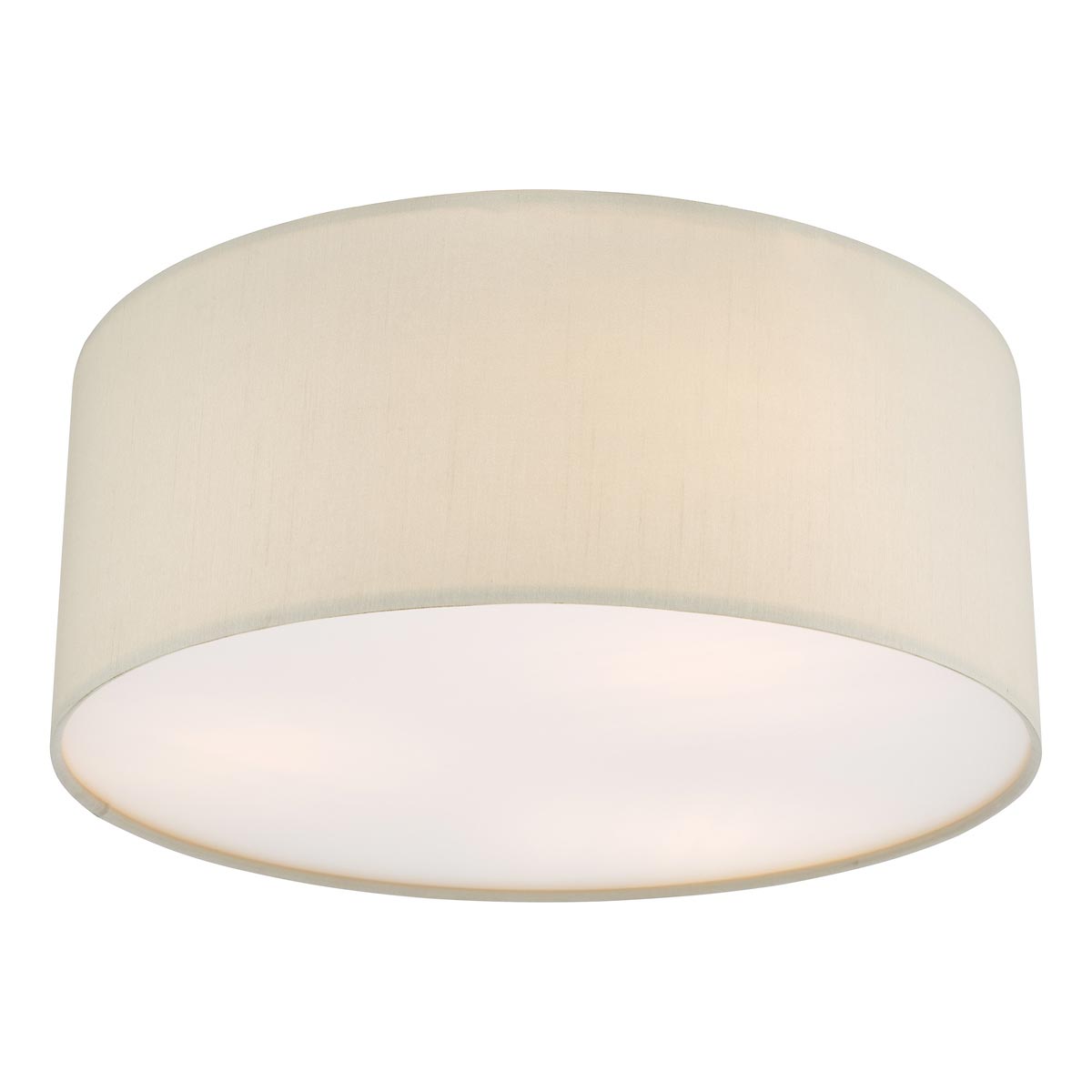 Dar Cierro Modern Small 3 Lamp Flush Low Ceiling Light Taupe Fabric