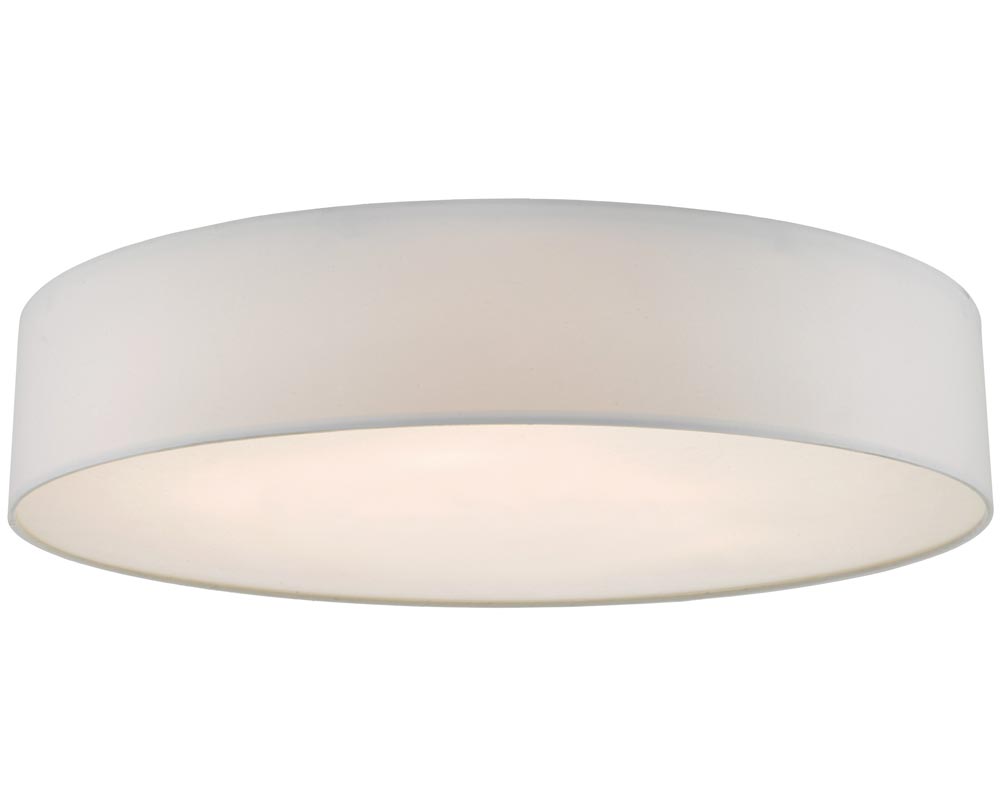 Dar Cierro Modern Large 6 Lamp Flush Low Ceiling Light Ivory Fabric