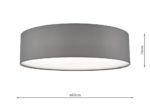 Dar Cierro Modern Medium 4 Lamp Flush Low Ceiling Light Grey Fabric
