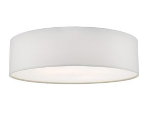 Dar Cierro Modern Medium 4 Lamp Flush Low Ceiling Light Ivory Fabric