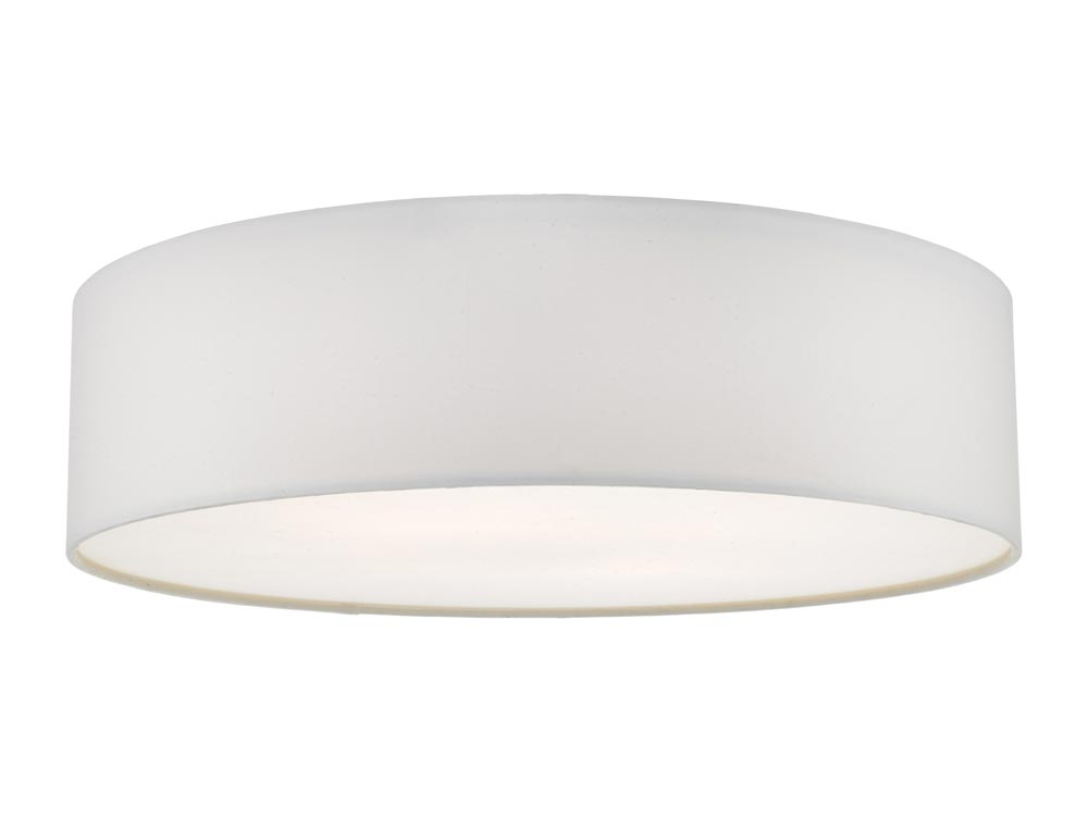 Dar Cierro Modern Medium 4 Lamp Flush Low Ceiling Light Ivory Fabric