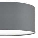 Dar Cierro Modern Small 3 Lamp Flush Low Ceiling Light Grey Fabric