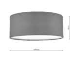 Dar Cierro Modern Small 3 Lamp Flush Low Ceiling Light Grey Fabric