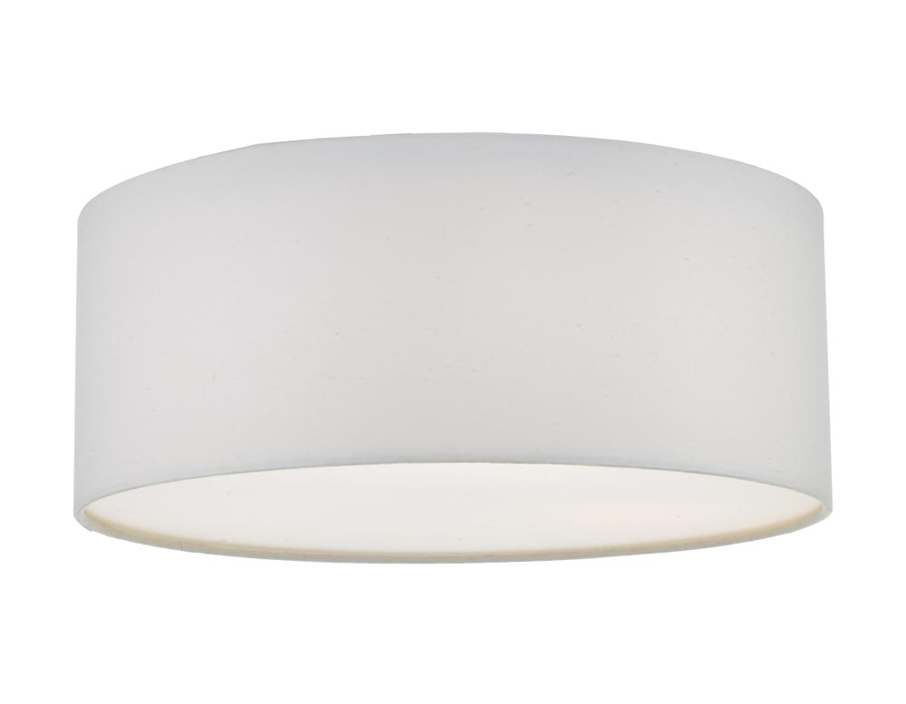 Dar Cierro Modern Small 3 Lamp Flush Low Ceiling Light Ivory Fabric