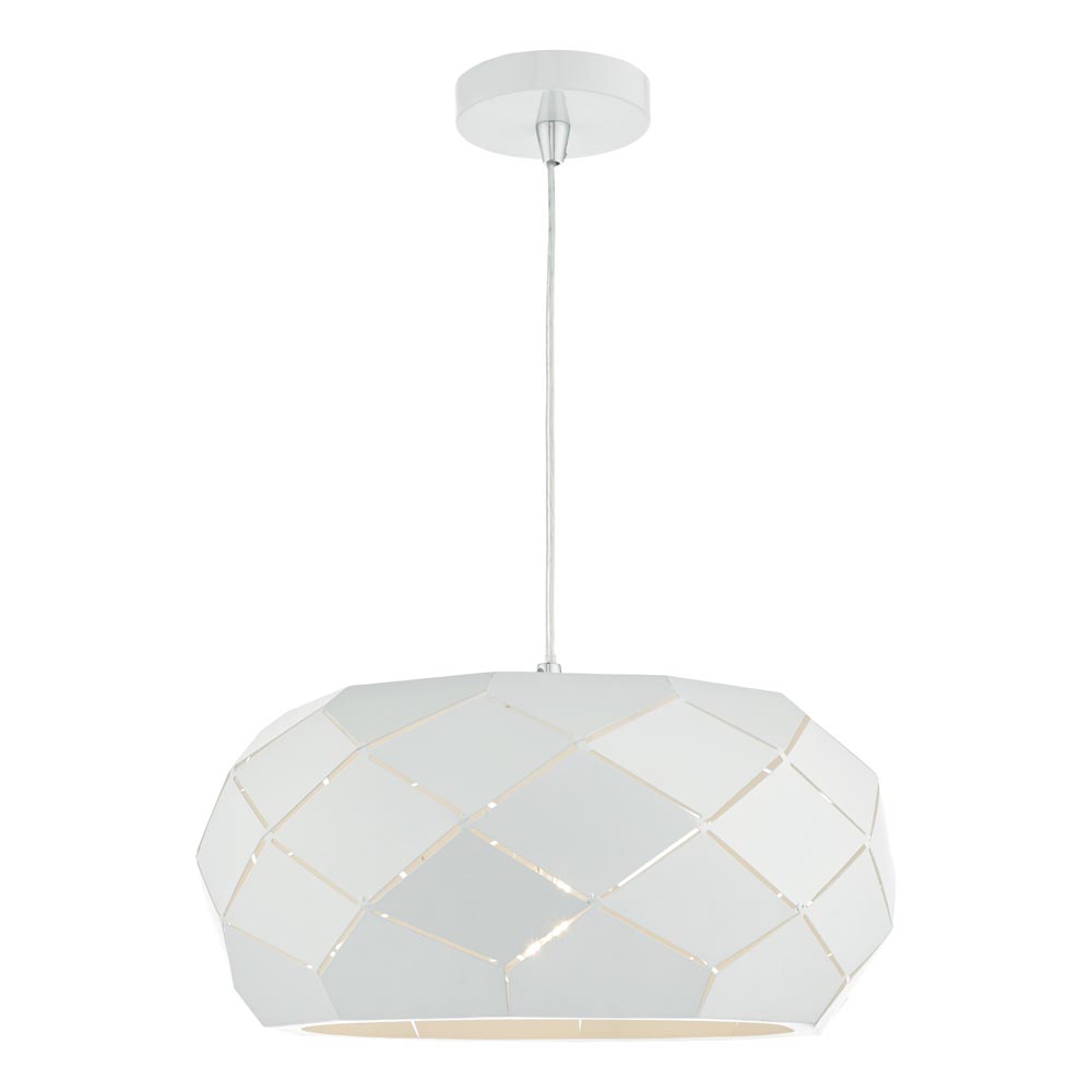 Dar Coby Modern 1 Light Geometric Ceiling Pendant Matt White Steel