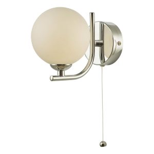 Dar Cradle switched single wall light in chrome with opal glass globe main image