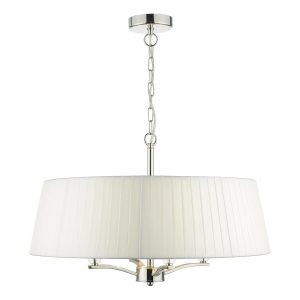 Cristin 4 light pendant with ivory ribbon shade in polished nickel main image