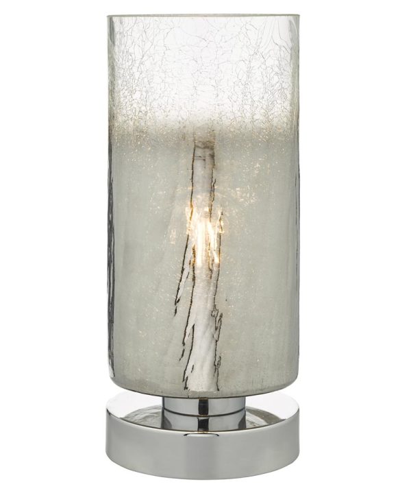 Dar Deena 1 Light Touch Dimmer Table Lamp Chrome Crackle Glass