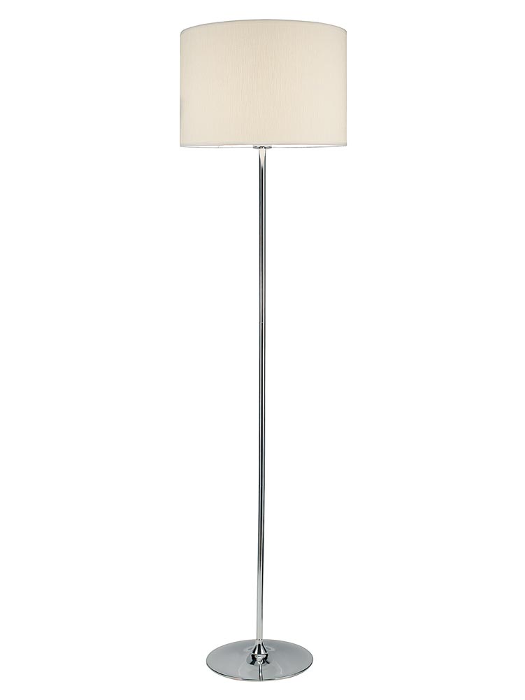 Dar Delta Polished Chrome Floor Lamp Standard With Ivory Shade