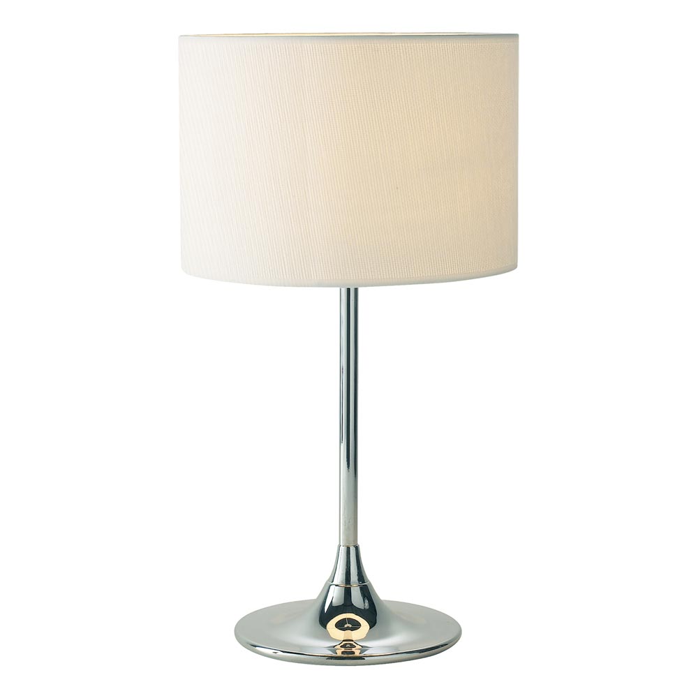 Dar Delta Small Polished Chrome Table Lamp With Ivory Shade