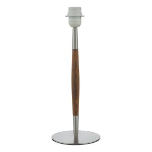 Dar Detroit 1 light satin nickel table lamp base with turned walnut detail as supplied