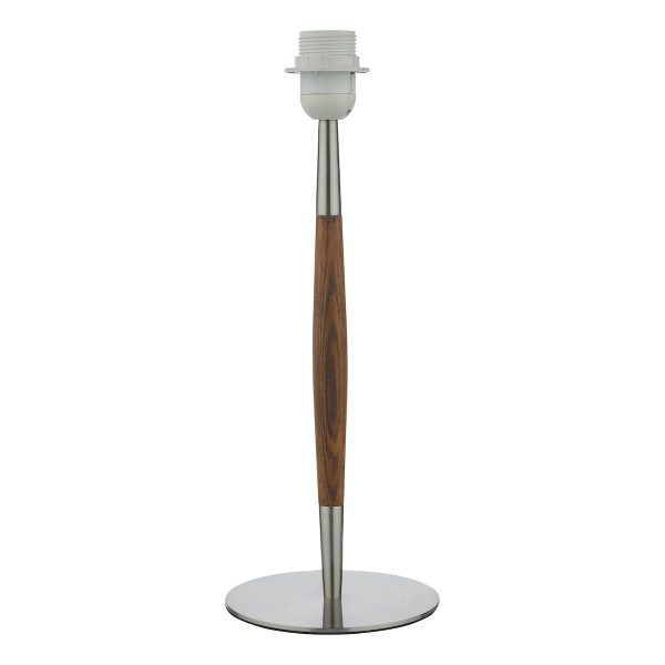 Dar Detroit 1 light satin nickel table lamp base with turned walnut detail as supplied