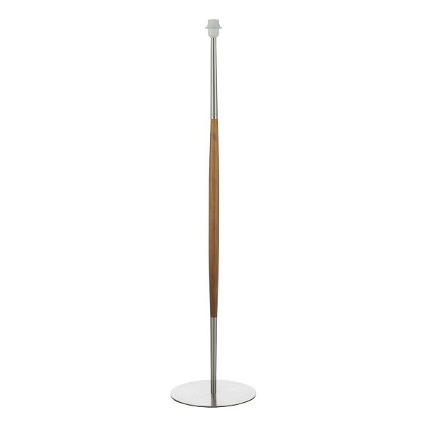 Dar Detroit 1 light satin nickel floor lamp base with turned walnut detail as supplied