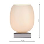 Dar Dino Small 1 Light Touch Dimming Table Lamp Chrome White Glass