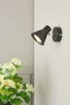 Dar Diza Adjustable Single Wall Spot Light Matt Black Chrome Detail