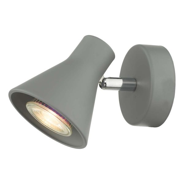 Dar Diza adjustable single wall spot light in matt grey with chrome detail main image