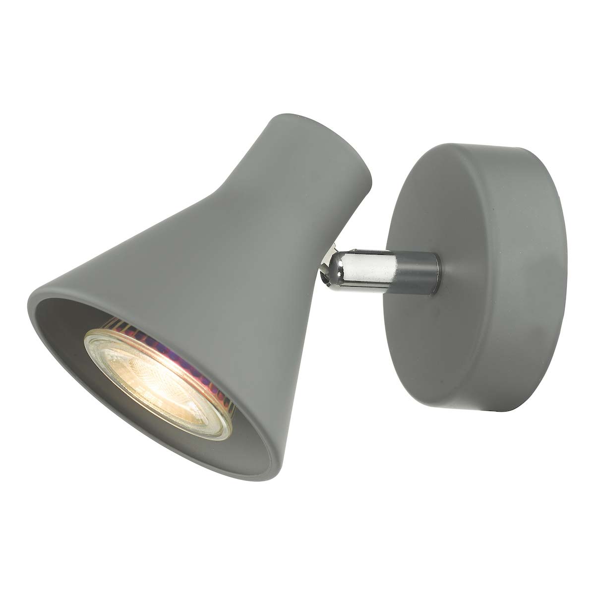 Dar Diza Adjustable Single Wall Spot Light Matt Grey Chrome Detail