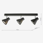 Dar Diza 3 Head Ceiling Spot Light Plate Matt Black Chrome Detail