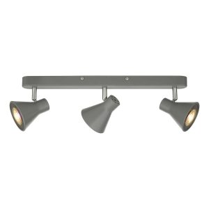 Dar Diza 3 head ceiling spot light plate in matt grey with chrome detail main image