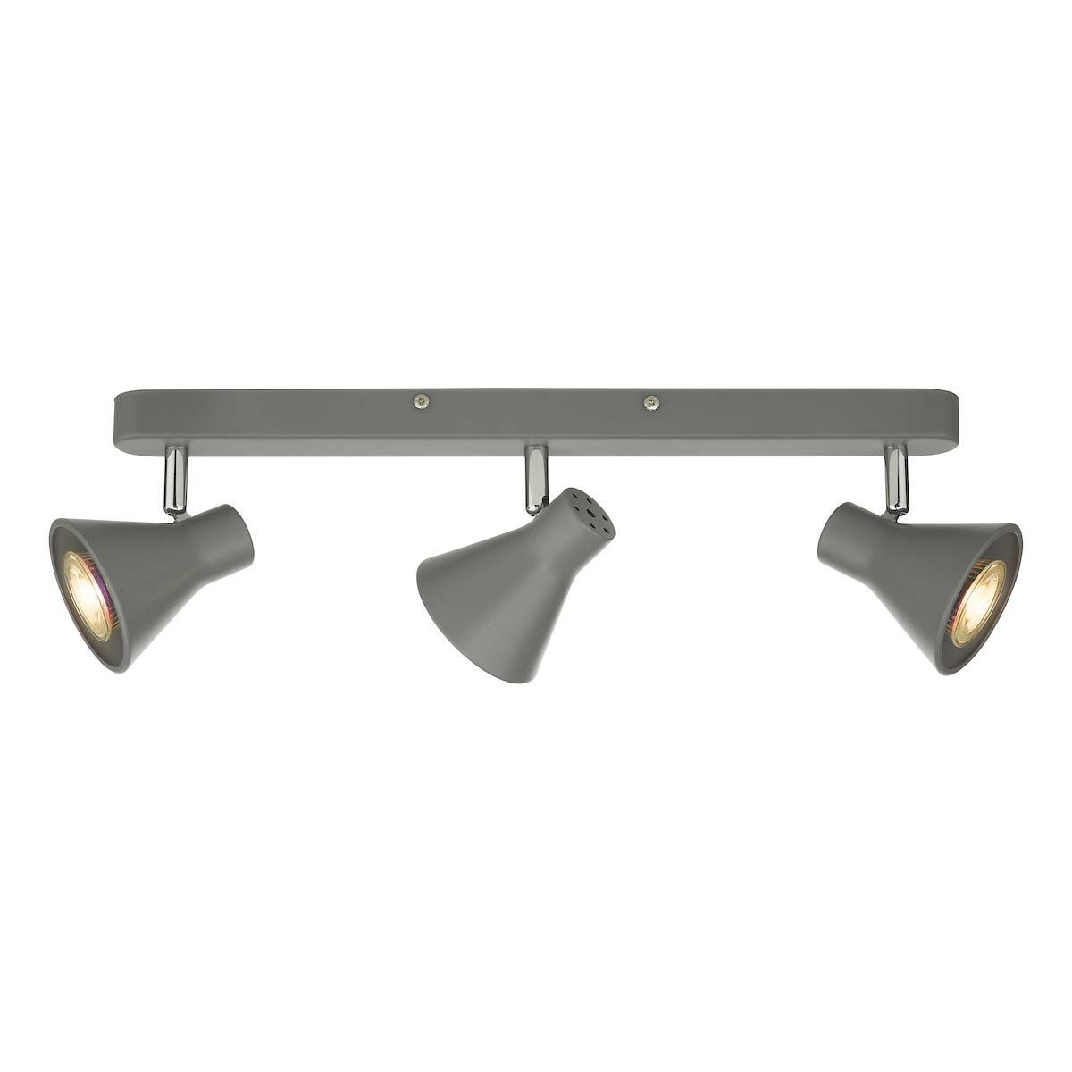 Dar Diza 3 Head Ceiling Spot Light Plate Matt Grey Chrome Detail