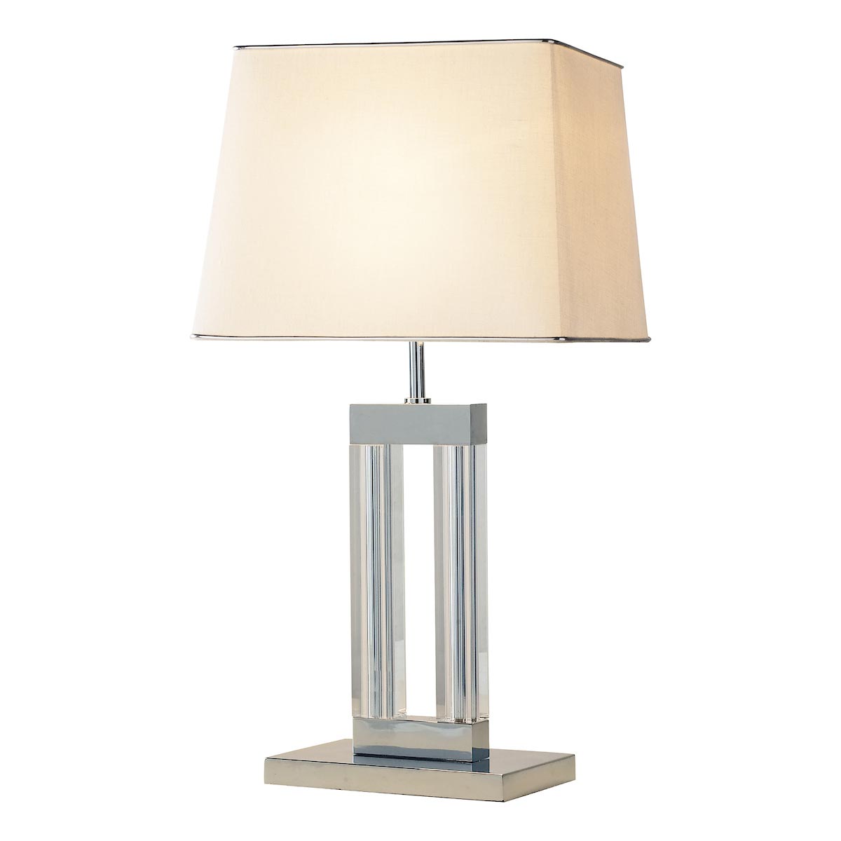 Dar Domain Chrome 1 Light Quartz Crystal Table Lamp Cream Shade