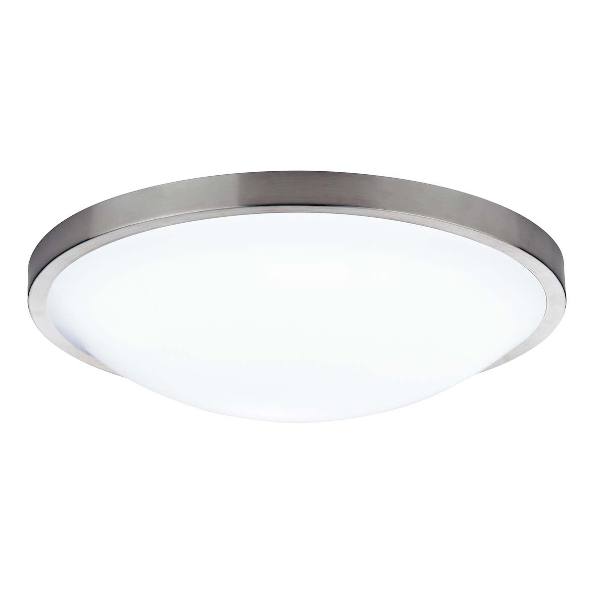 Dar Dover 1 Light Flush Bathroom Ceiling Light Satin Chrome Opal Shade